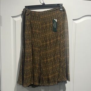 Lauren Ralph Lauren Brown Patterned A-Line Skirt